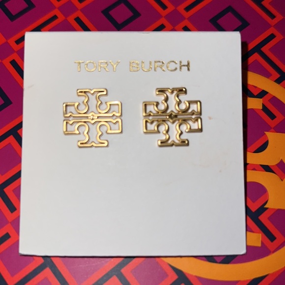 Tory Burch Jewelry Tory Burch Gold Britten Cut Out Logo Earrings
